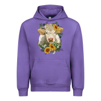 Tulip charolais cattle with sunflowers Urban Hoodie - RanaPortraitStore