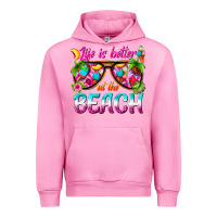 Fuchsia Pink life is better at the beach Urban Hoodie - texasbilliewilder
