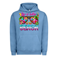 Pigment Pebble Blue life is better at the beach Urban Hoodie - texasbilliewilder