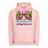 Pigment Salmon life is better at the beach Urban Hoodie - texasbilliewilder