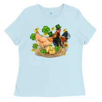 Baby Blue st patricks day farm chicken rooster chick  shamrock gold Ladies Tee - Artiststas