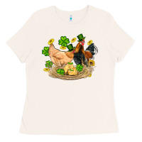 Bone st patricks day farm chicken rooster chick  shamrock gold Ladies Tee - Artiststas