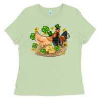 Matcha st patricks day farm chicken rooster chick  shamrock gold Ladies Tee - Artiststas