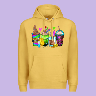 Nail Art Coffee Cups Premium Hoodie Designed By Zillion Design Studio