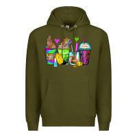 Army Green nail art coffee cups Premium Hoodie - Zillion Design Studio