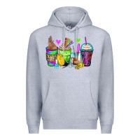 Heather Grey nail art coffee cups Premium Hoodie - Zillion Design Studio