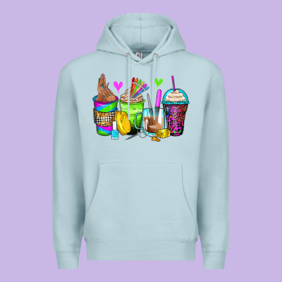 Nail Art Coffee Cups Premium Hoodie Designed By Zillion Design Studio