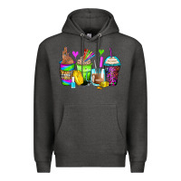 Charcoal Heather nail art coffee cups Premium Hoodie - Zillion Design Studio