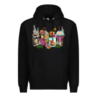 Black floral coffee cups Premium Hoodie - Zillion Design Studio