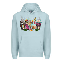 Blue Mist floral coffee cups Premium Hoodie - Zillion Design Studio