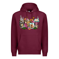 Burgundy floral coffee cups Premium Hoodie - Zillion Design Studio