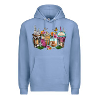 Colony Blue floral coffee cups Premium Hoodie - Zillion Design Studio