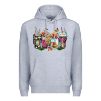 Heather Grey floral coffee cups Premium Hoodie - Zillion Design Studio