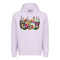 Lilac floral coffee cups Premium Hoodie - Zillion Design Studio