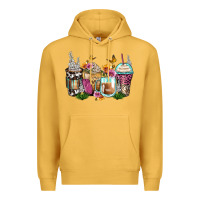 Mustard floral coffee cups Premium Hoodie - Zillion Design Studio