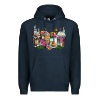 Navy floral coffee cups Premium Hoodie - Zillion Design Studio