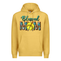 Antique Gold western blessed mom with softball Premium Hoodie - texasbilliewilder