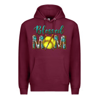 Burgundy western blessed mom with softball Premium Hoodie - texasbilliewilder