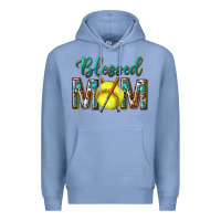 Colony Blue western blessed mom with softball Premium Hoodie - texasbilliewilder