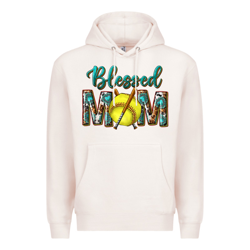 Western Blessed Mom With Softball Premium Hoodie by texasbilliewilder | Teevron