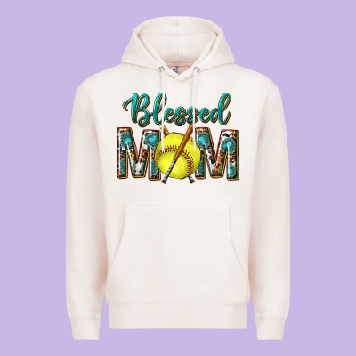 Western Blessed Mom With Softball Premium Hoodie Designed By Texasbilliewilder