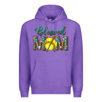Purple western blessed mom with softball Premium Hoodie - texasbilliewilder
