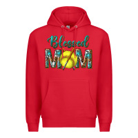 Red western blessed mom with softball Premium Hoodie - texasbilliewilder