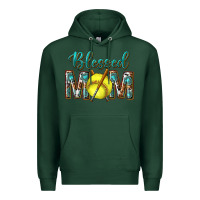 Sports Green western blessed mom with softball Premium Hoodie - texasbilliewilder