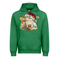 Emerald charolais cattle cow with christmas lights and hat Urban Hoodie - RanaPortraitStore