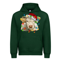 Forest Green charolais cattle cow with christmas lights and hat Urban Hoodie - RanaPortraitStore