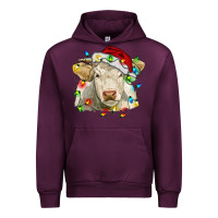 Mauve Wine charolais cattle cow with christmas lights and hat Urban Hoodie - RanaPortraitStore