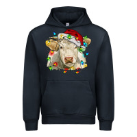 Navy charolais cattle cow with christmas lights and hat Urban Hoodie - RanaPortraitStore