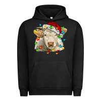 Pigment Black charolais cattle cow with christmas lights and hat Urban Hoodie - RanaPortraitStore