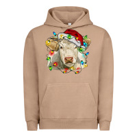 Pigment Burro charolais cattle cow with christmas lights and hat Urban Hoodie - RanaPortraitStore