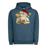 Pigment Midnight Navy charolais cattle cow with christmas lights and hat Urban Hoodie - RanaPortraitStore