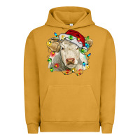 Pigment Peanut Butter charolais cattle cow with christmas lights and hat Urban Hoodie - RanaPortraitStore