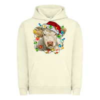 Pigment Pistachio charolais cattle cow with christmas lights and hat Urban Hoodie - RanaPortraitStore
