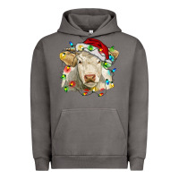 Pigment Tornado charolais cattle cow with christmas lights and hat Urban Hoodie - RanaPortraitStore