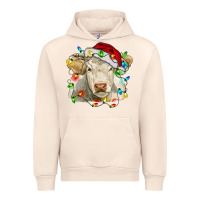 Sandshell charolais cattle cow with christmas lights and hat Urban Hoodie - RanaPortraitStore