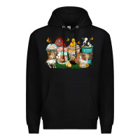 Black farm animals coffee cups Premium Hoodie - Zillion Design Studio