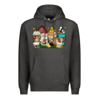 Charcoal Heather farm animals coffee cups Premium Hoodie - Zillion Design Studio