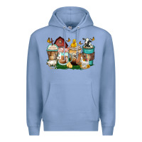 Colony Blue farm animals coffee cups Premium Hoodie - Zillion Design Studio