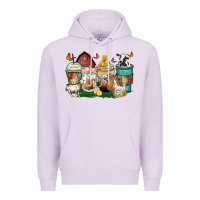 Lilac farm animals coffee cups Premium Hoodie - Zillion Design Studio