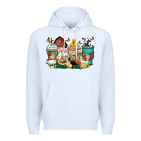 White farm animals coffee cups Premium Hoodie - Zillion Design Studio
