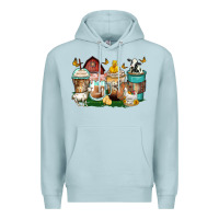 Blue Mist farm animals coffee cups Premium Hoodie - Zillion Design Studio