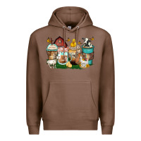 Chestnut farm animals coffee cups Premium Hoodie - Zillion Design Studio