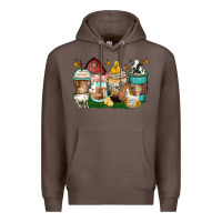 Coffee farm animals coffee cups Premium Hoodie - Zillion Design Studio