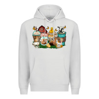 Dove Grey farm animals coffee cups Premium Hoodie - Zillion Design Studio