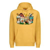 Mustard farm animals coffee cups Premium Hoodie - Zillion Design Studio