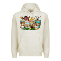 Oatmeal Heather farm animals coffee cups Premium Hoodie - Zillion Design Studio